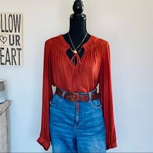 Torrid Burt Orange peasant top